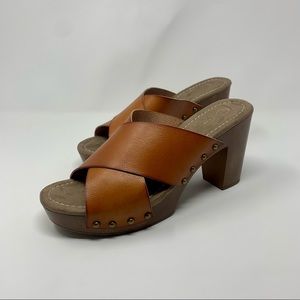 Cato C Est. 1946 Criss Cross Brown Straps Heel Sandals Shoes Women Size 10